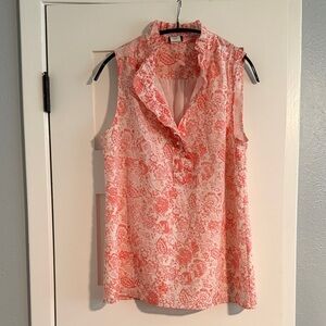 J. Crew Coral Floral Sleeveless Blouse